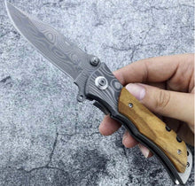 Load image into Gallery viewer, Olive Wood Damascene Style Knife *Preorder
